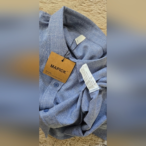 MAPICK Men's Linen Long Sleeve Button Down Casual Shirt #1097 - Picture 4 of 10